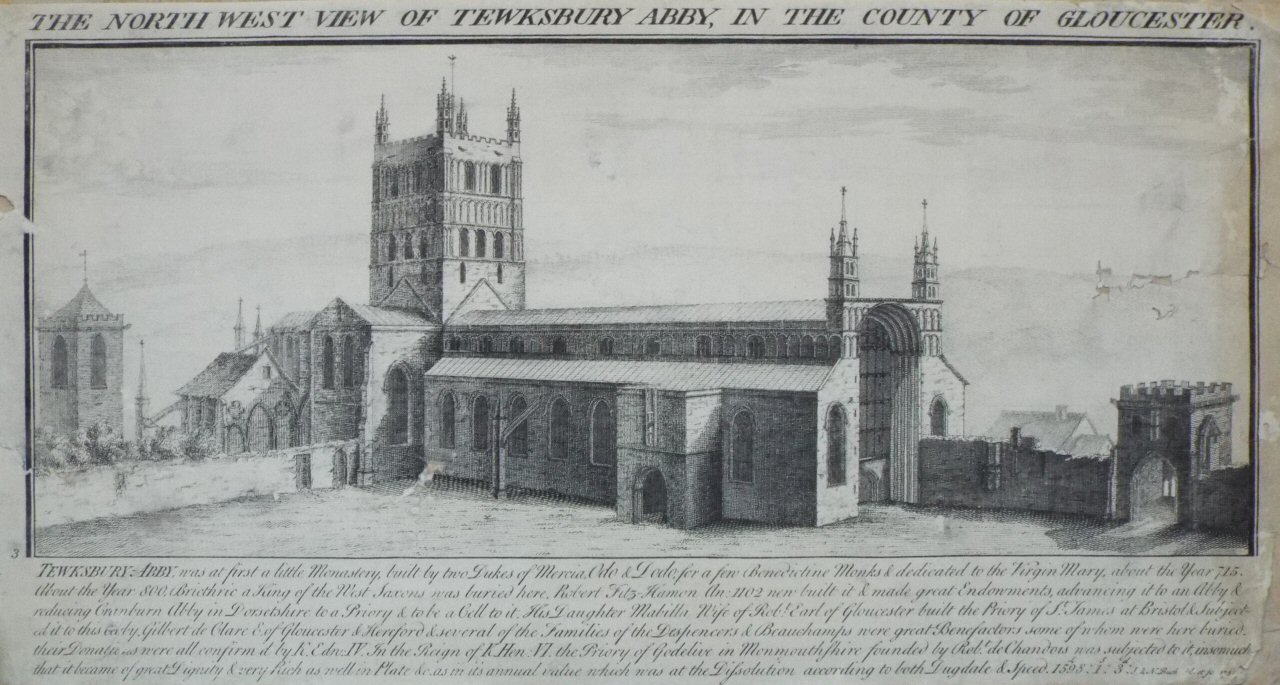 Print - The North West View of Tewkesbury Abby, in the County of Gloucester. - Buck